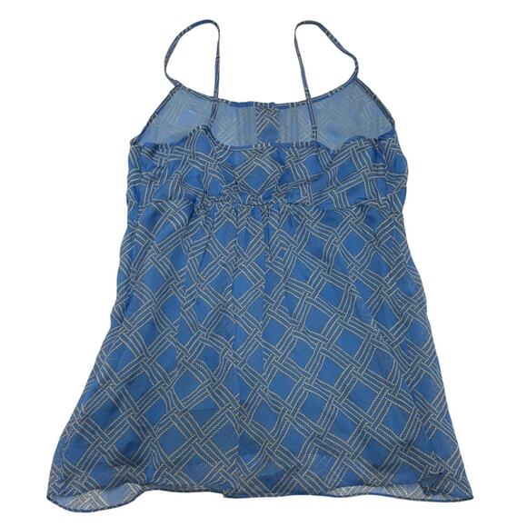 Milly Bergdorf Goodman Tank Top Womens 0 Blue Diamond Print Silk Vintage - Picture 2 of 8